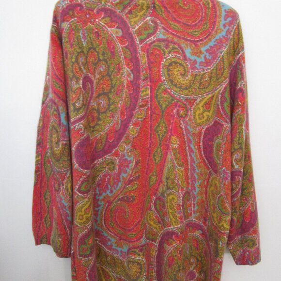 Paisley CASHMERE Pullover Knit Sweater Red Crew Cuddly - Picture 8 of 9